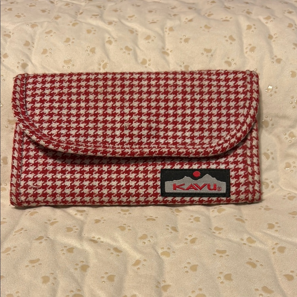 KAVU Red and White Checkered Wallet